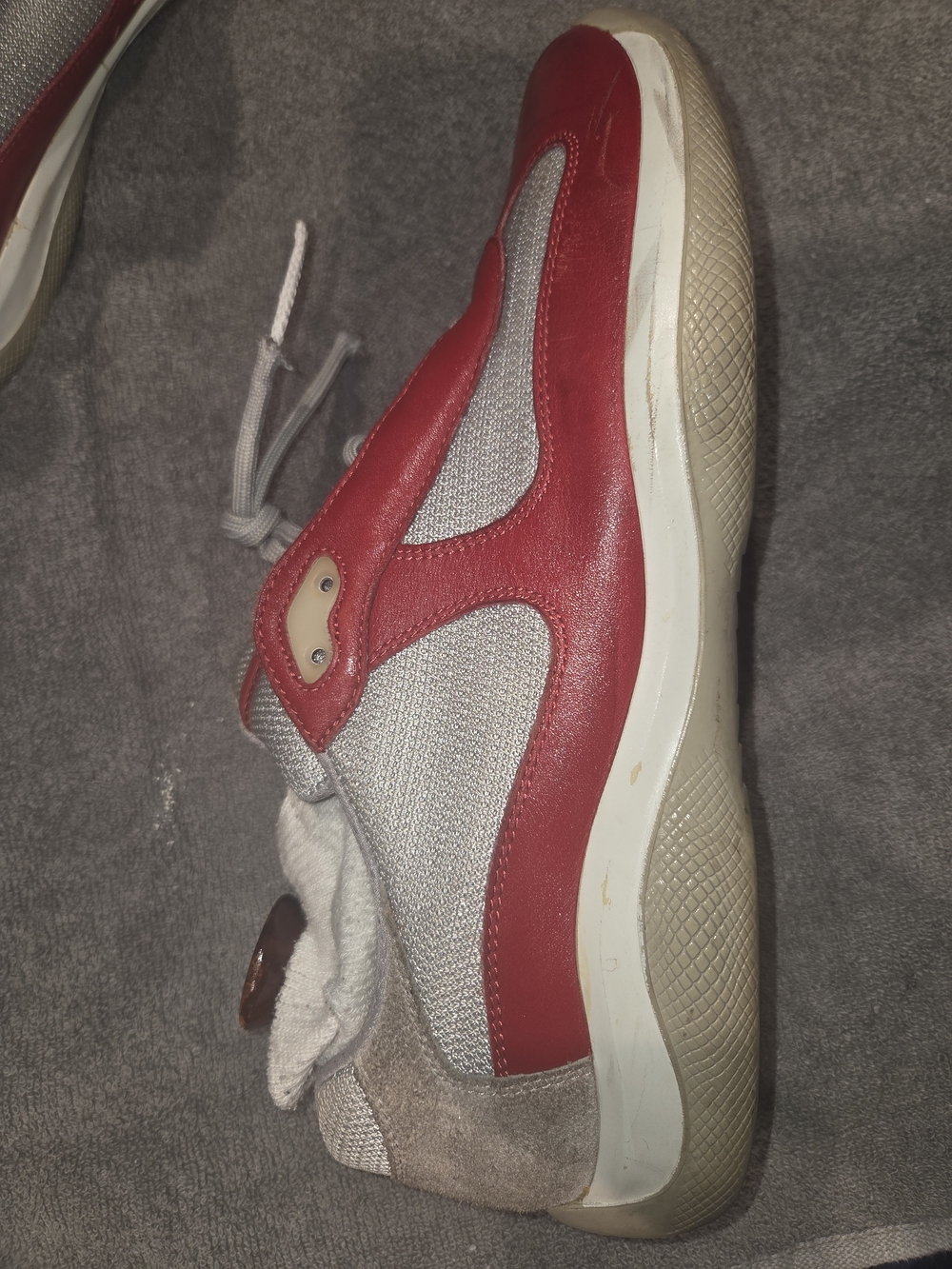 Prada American Cup Red and Gray White Accent Sneaker/shoe - Picture 7 of 7